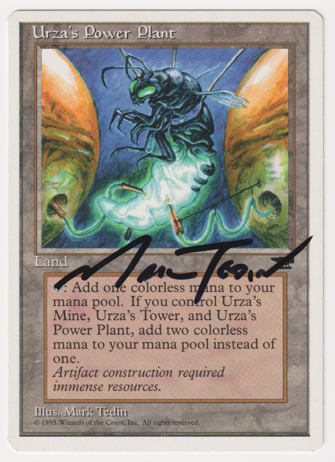 Signed Urza’s Power Plant (Bug) HP Chronicles Artist Mark Tedin 1995 MTG Magic!