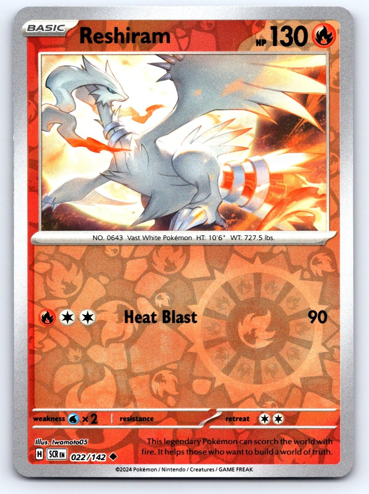 Reshiram 22/142 Uncommon Stellar Crown Pokemon Reverse Holo Near Mint