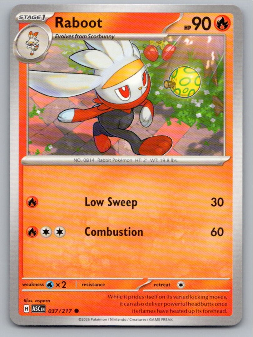 2026 POKEMON RABOOT ASCENDED HEROES 037/217 COMMON NM A6093 FREE S&H