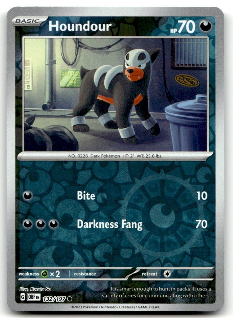 Houndour 132/197 Common SV03: Obsidian Flames Pokemon Reverse Holofoil Near Mint