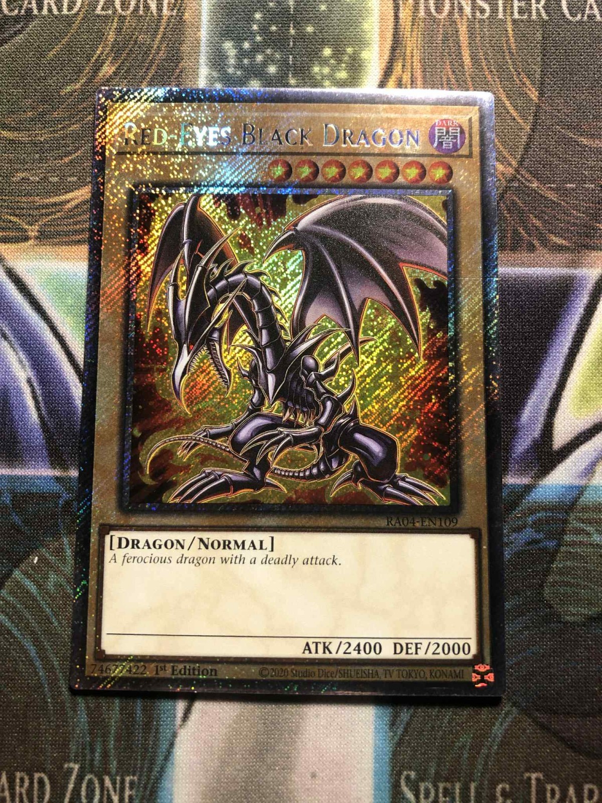 * RED-EYES BLACK DRAGON * ALT ART PLATINUM SECRET RARE RA03-EN083 YUGIOH! MP22