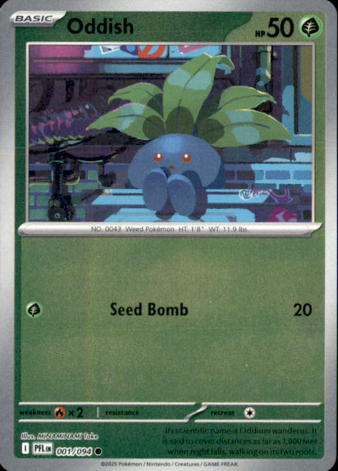 Oddish Reverse Holo Common ME02: Phantasmal Flames 001/094 NM MINAMINAMI Take 20