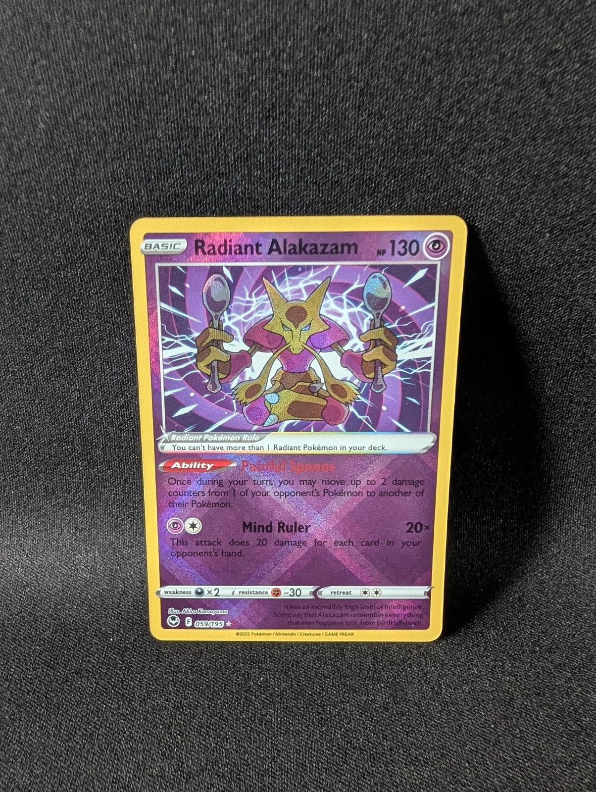 Radiant Alakazam 059/195 Radiant Rare Silver Tempest Pokemon Holo Near Mint