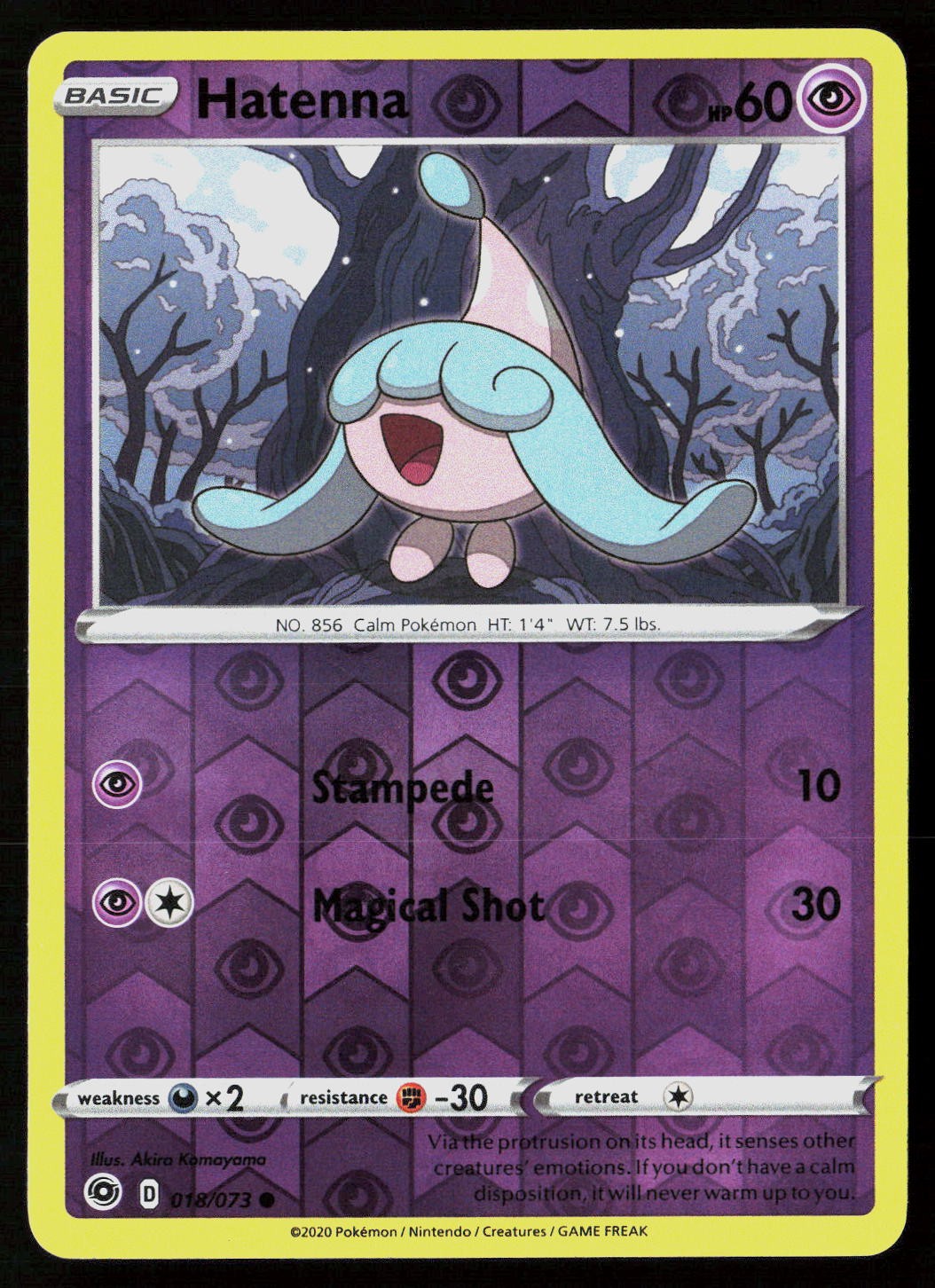 Hatenna 018/073 Reverse Holo Akira Komayama Common Champion’s Path Pokemon LP