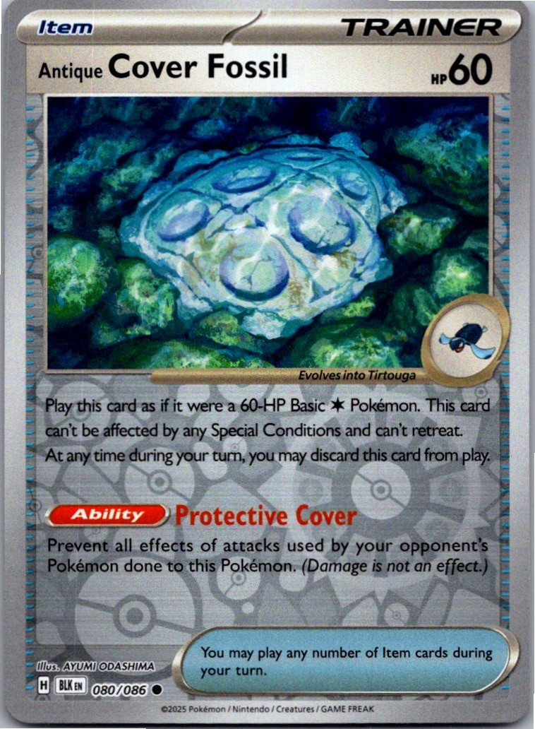 Antique Cover Fossil 080/086 Black Bolt Pokemon Reverse Holo