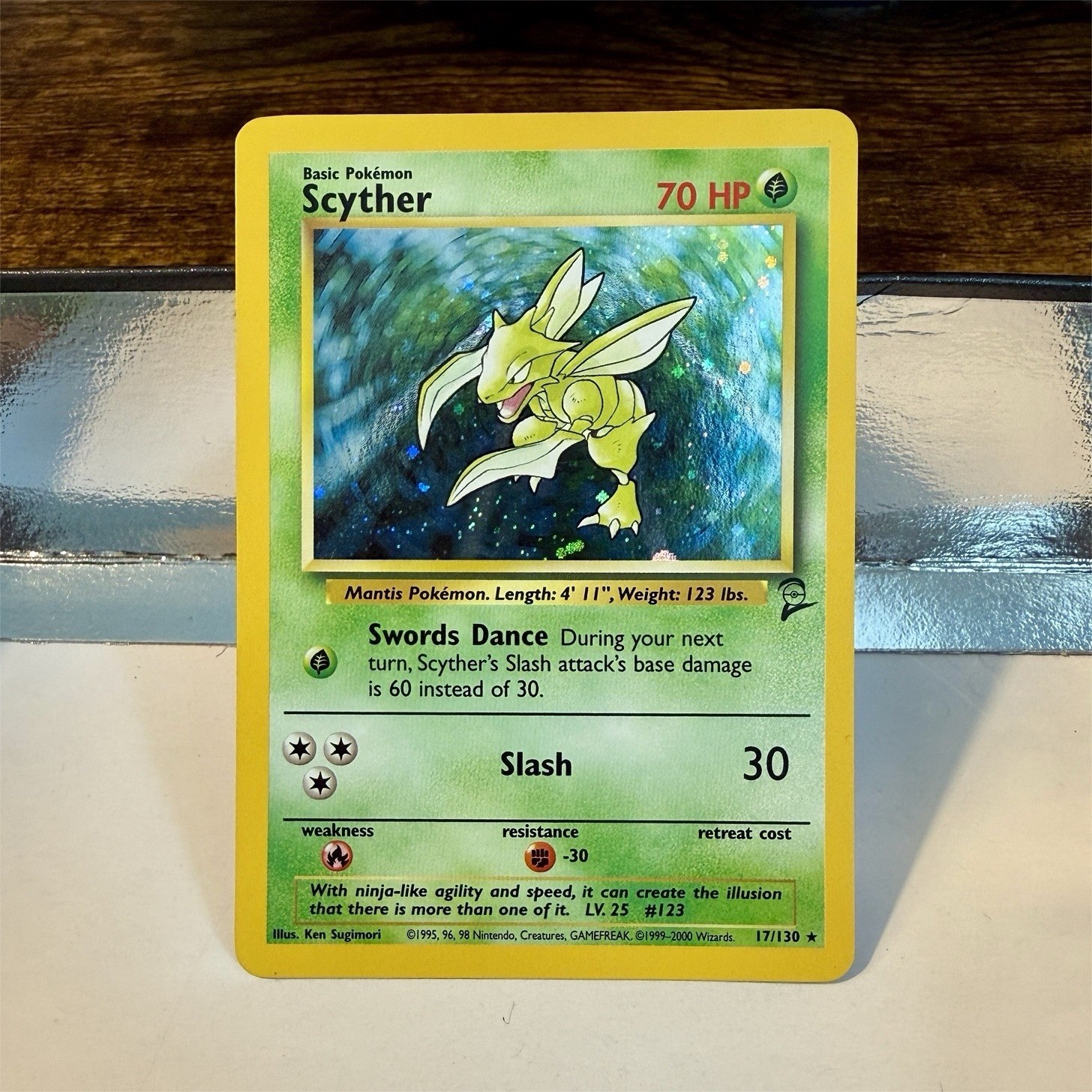 Pokémon TCG Scyther Base Set 2 Holo Rare 017/130 70 HP 2000 Vintage