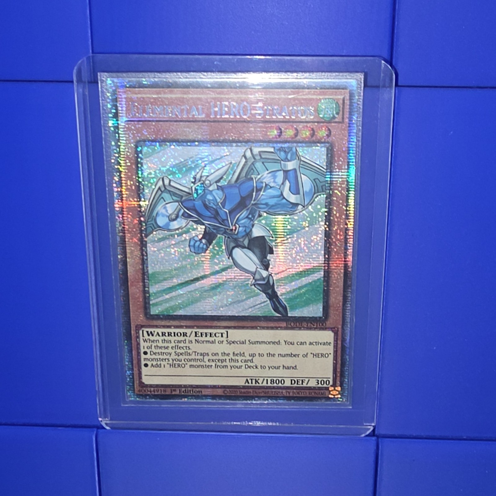 Konami Elemental HERO Stratos BODE-EN100 1st Ed Secret Rare Foil 1800/300
