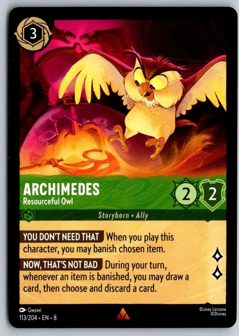 Archimedes – Resourceful Owl 113/204 Rare Reign of Jafar Lorcana Near Mint