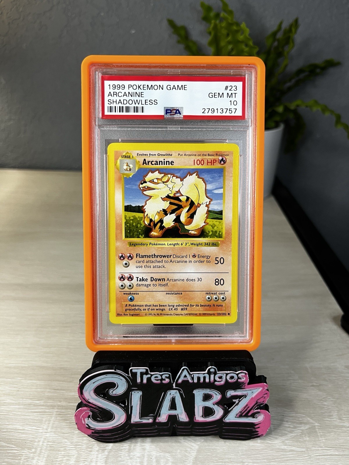 1999 Pokemon Arcanine Base Set Shadowless 23/102 PSA 10 Gem Mint WOTC Vintage