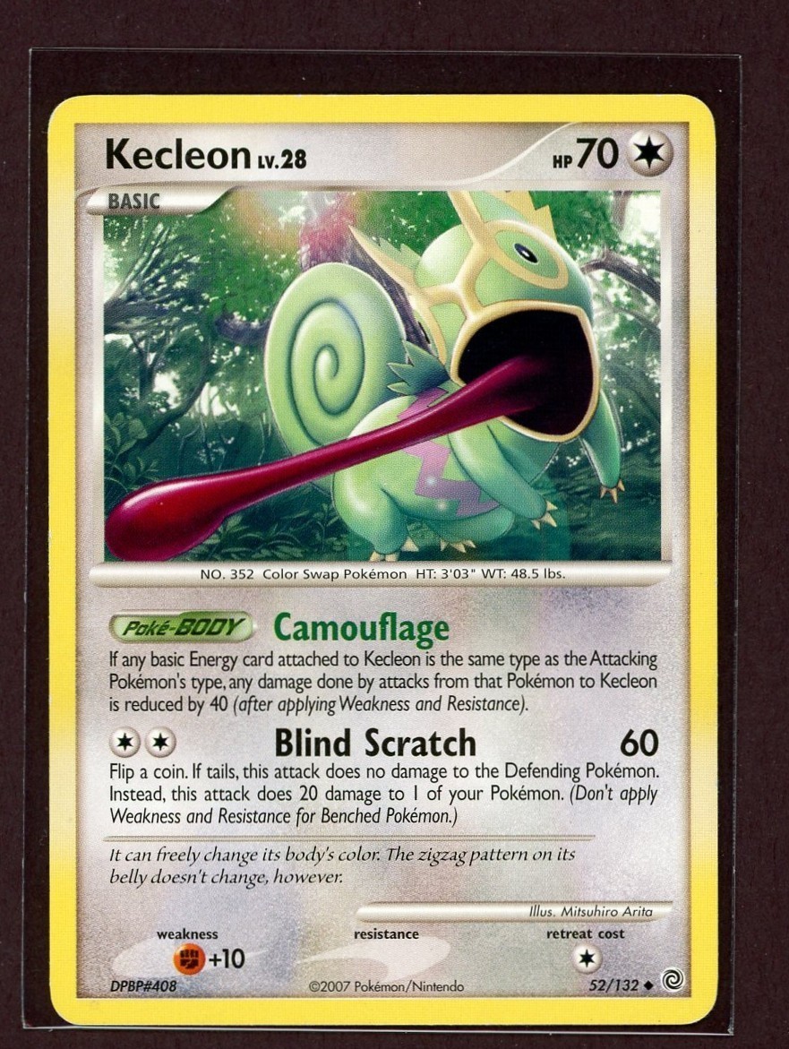 Kecleon Non-Holo 2007 Pokemon Card 52/132 Secret Wonders Set PLAYED