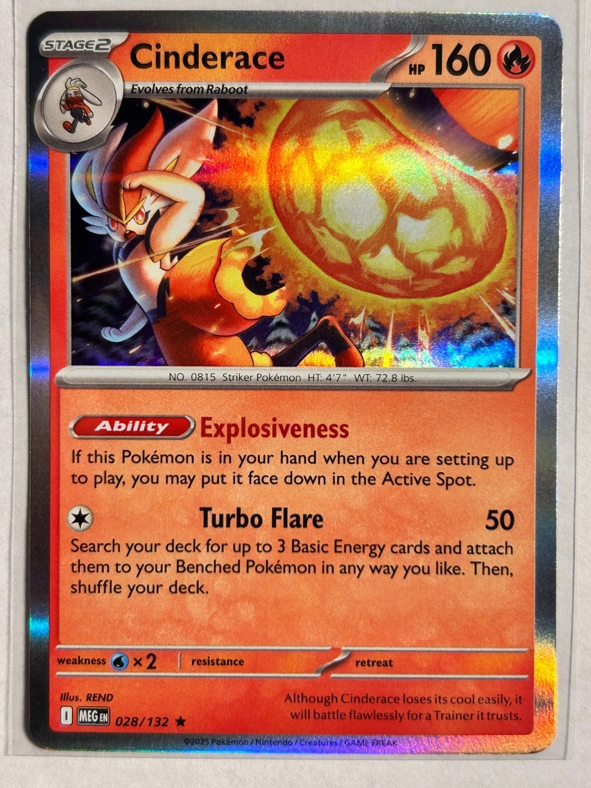 Cinderace 028/132 Me01: Mega Evolution Holo NM
