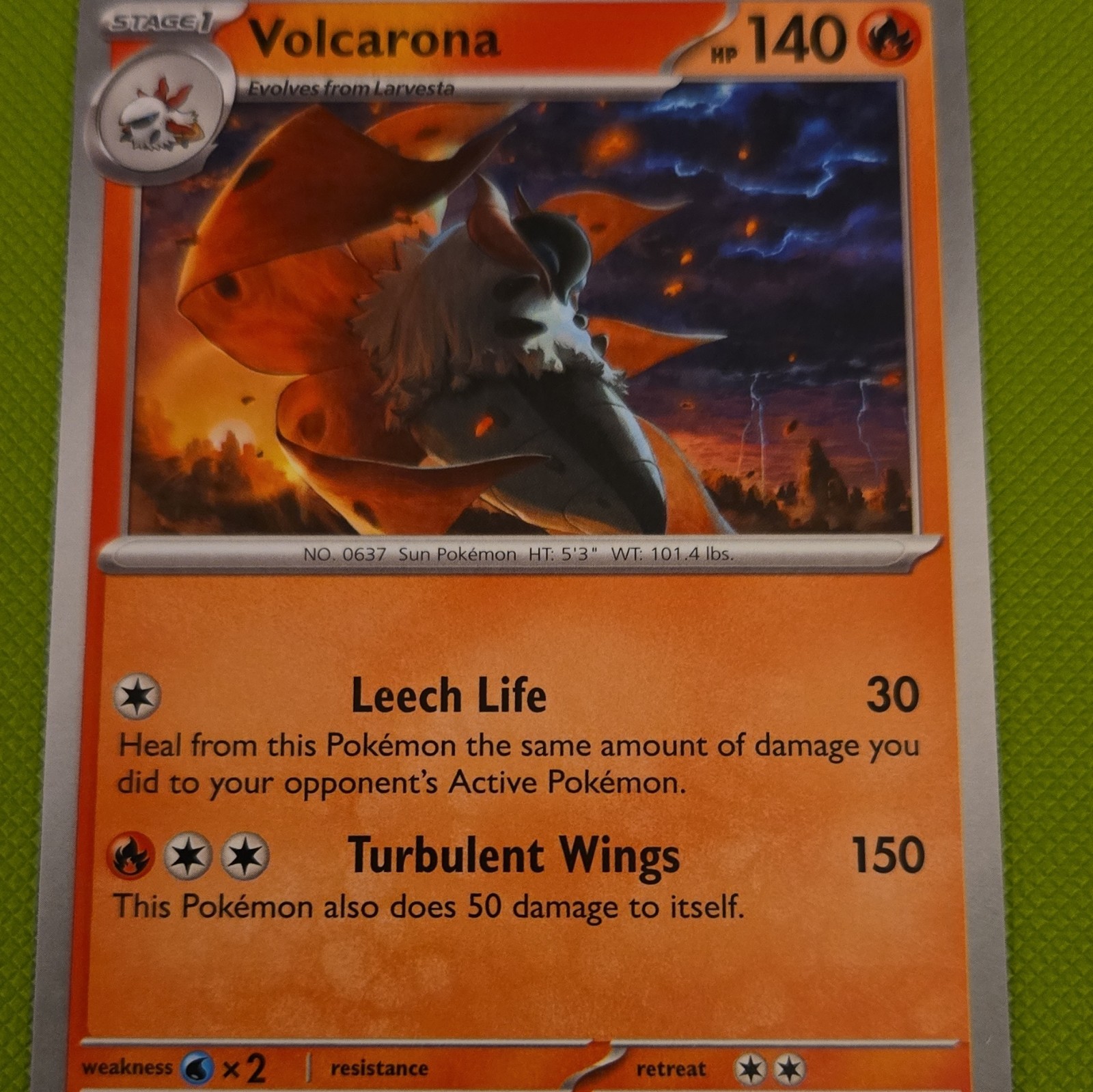 Volcarona Pokemon TCG Dark Explorers English Regular Stage 1 140 HP Leech Life