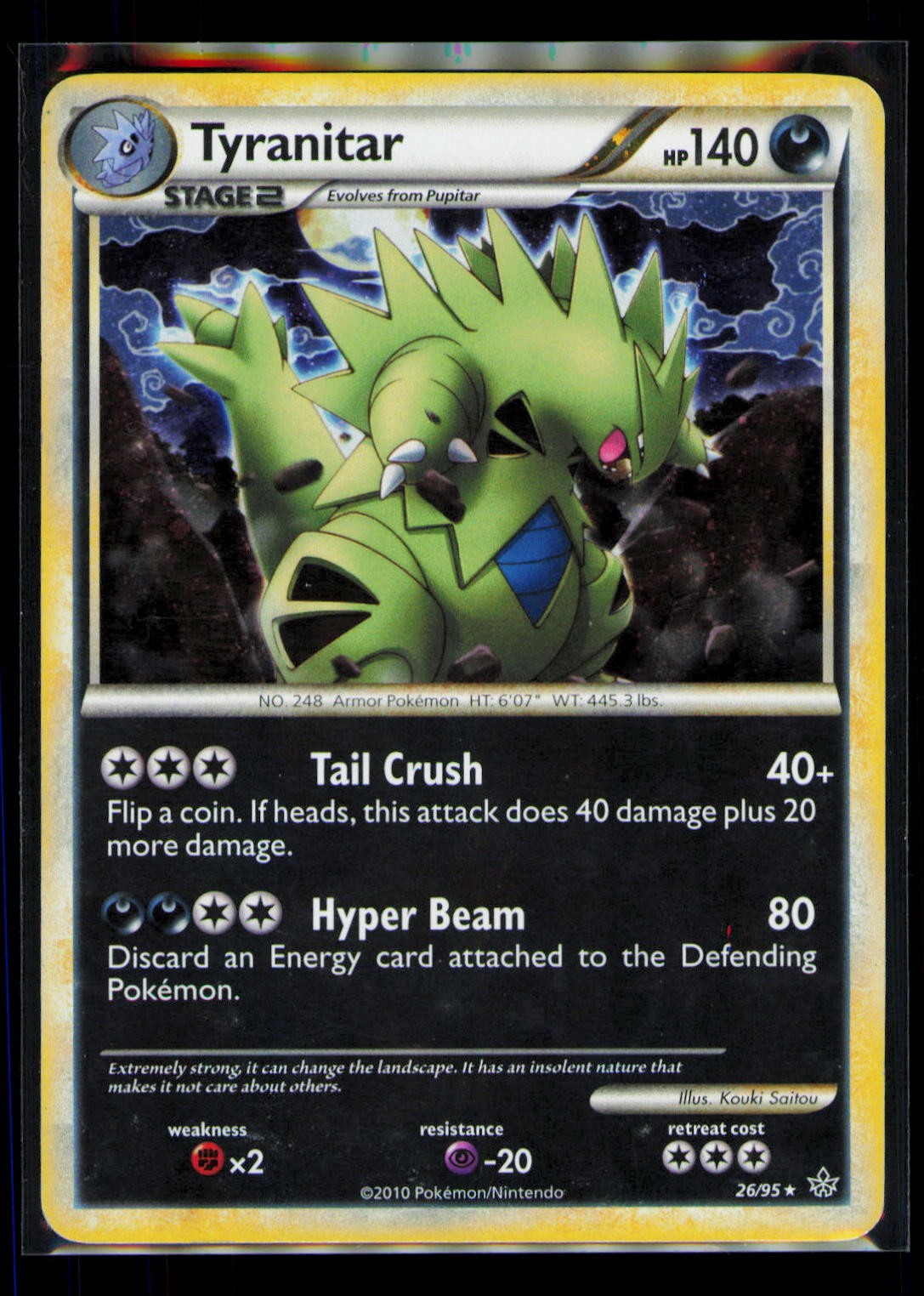 Pokemon HGSS Unleashed Tyranitar 26/95 Rare HP