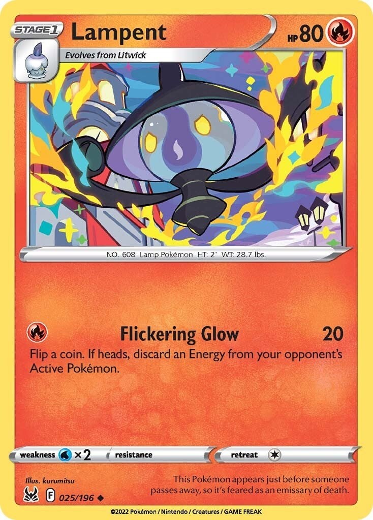 Lampent SWSH11 025/196 Pokémon SWSH11: Lost Origin Uncommon Reverse Holofoil …