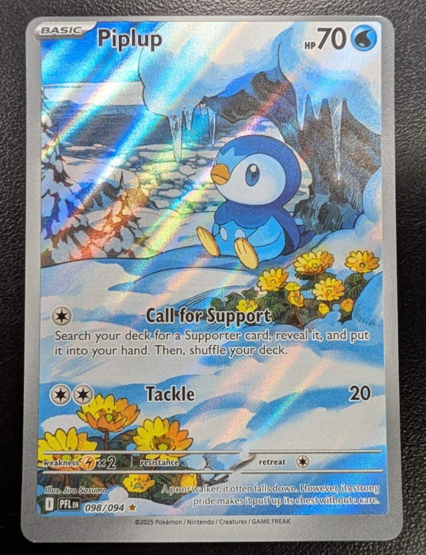 Piplup 098/094 Illustration Rare Phantasmal Flames MISPRINT ERROR Pokemon Card
