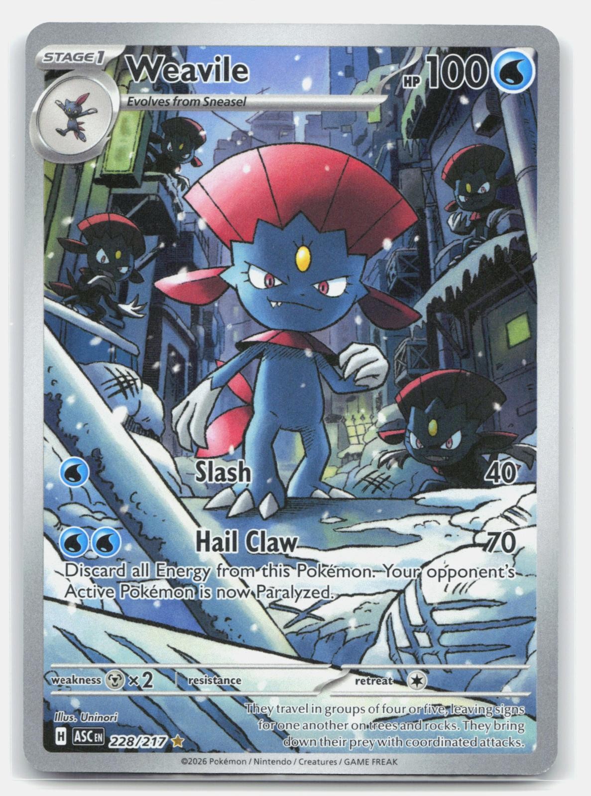 Weavile 228/217 Illustration Rare Ascended Heroes Pokemon Holo Lightly Played