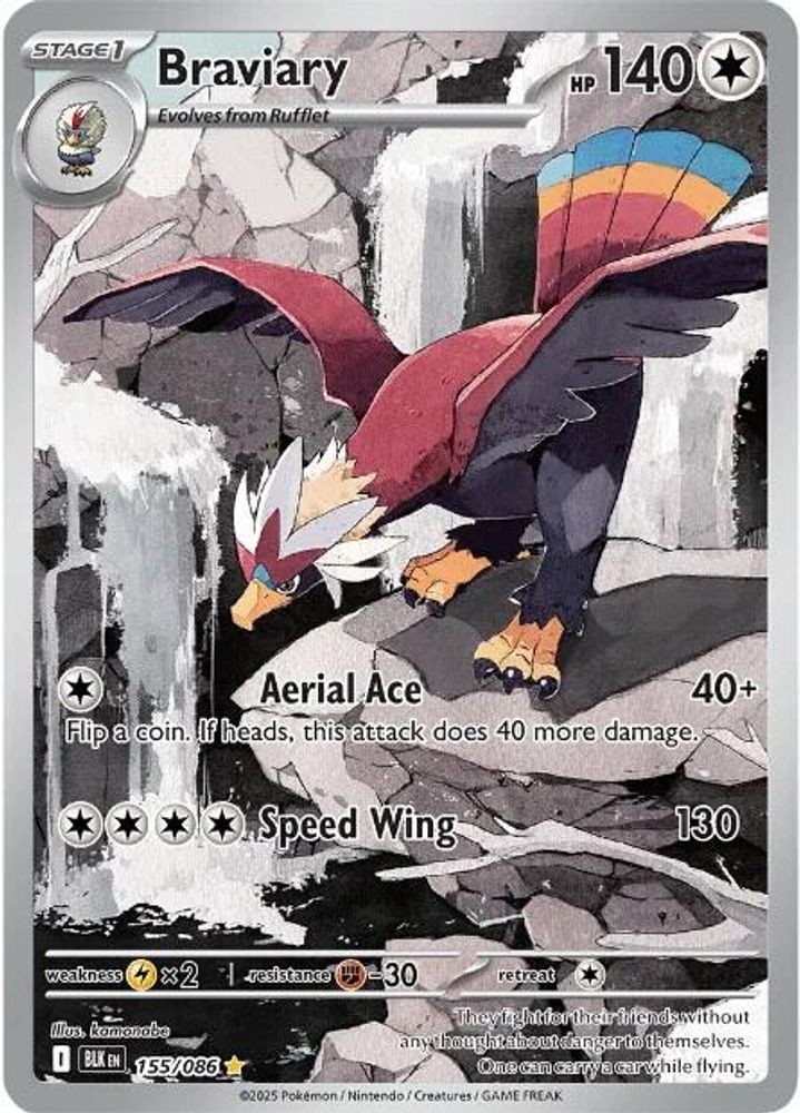 Braviary 155/086 Black Bolt Illustration Rare Holo NM