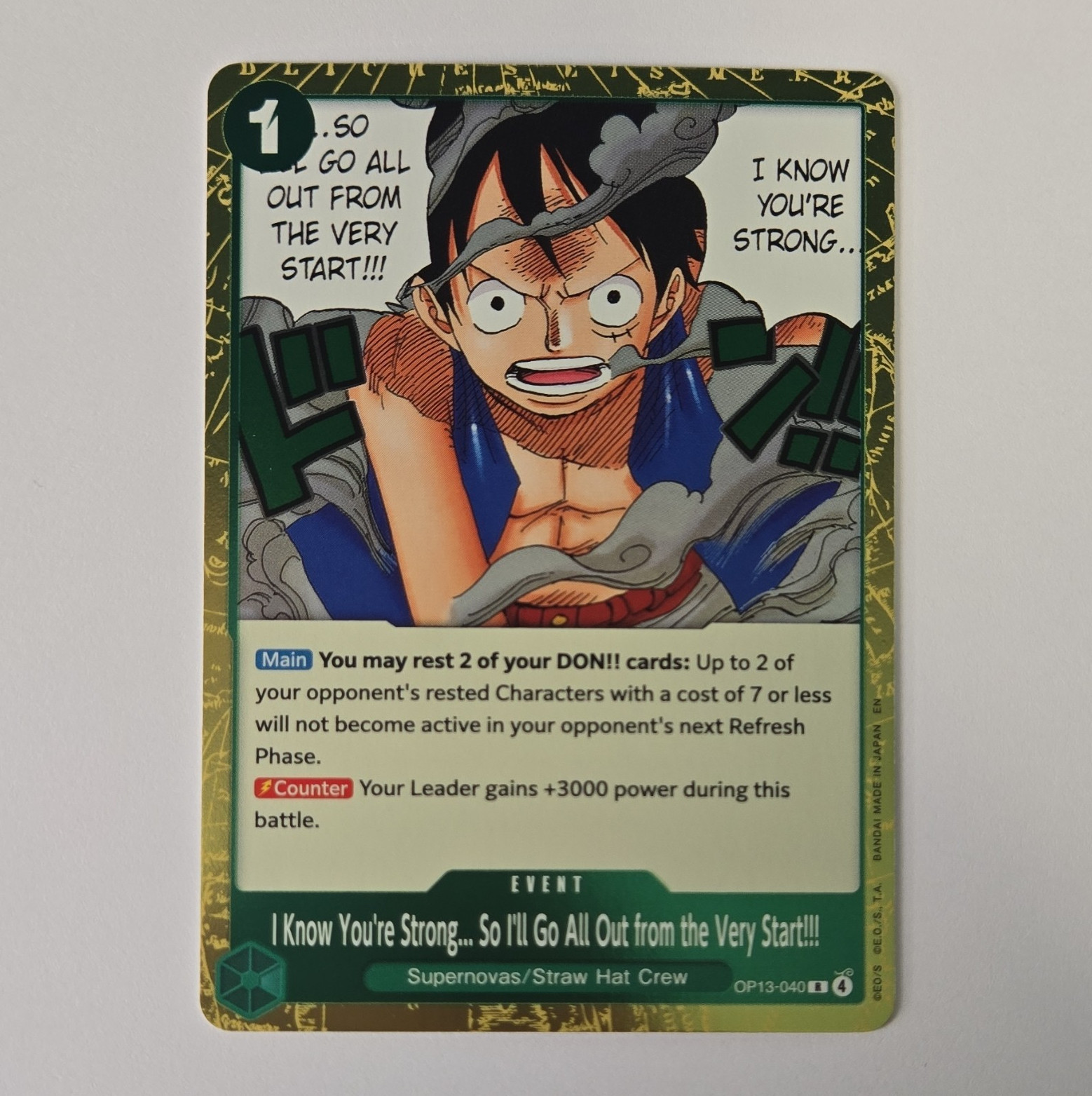One Piece OP13-040 I Know You’re Strong… Event Rare Foil Eng Cost 1