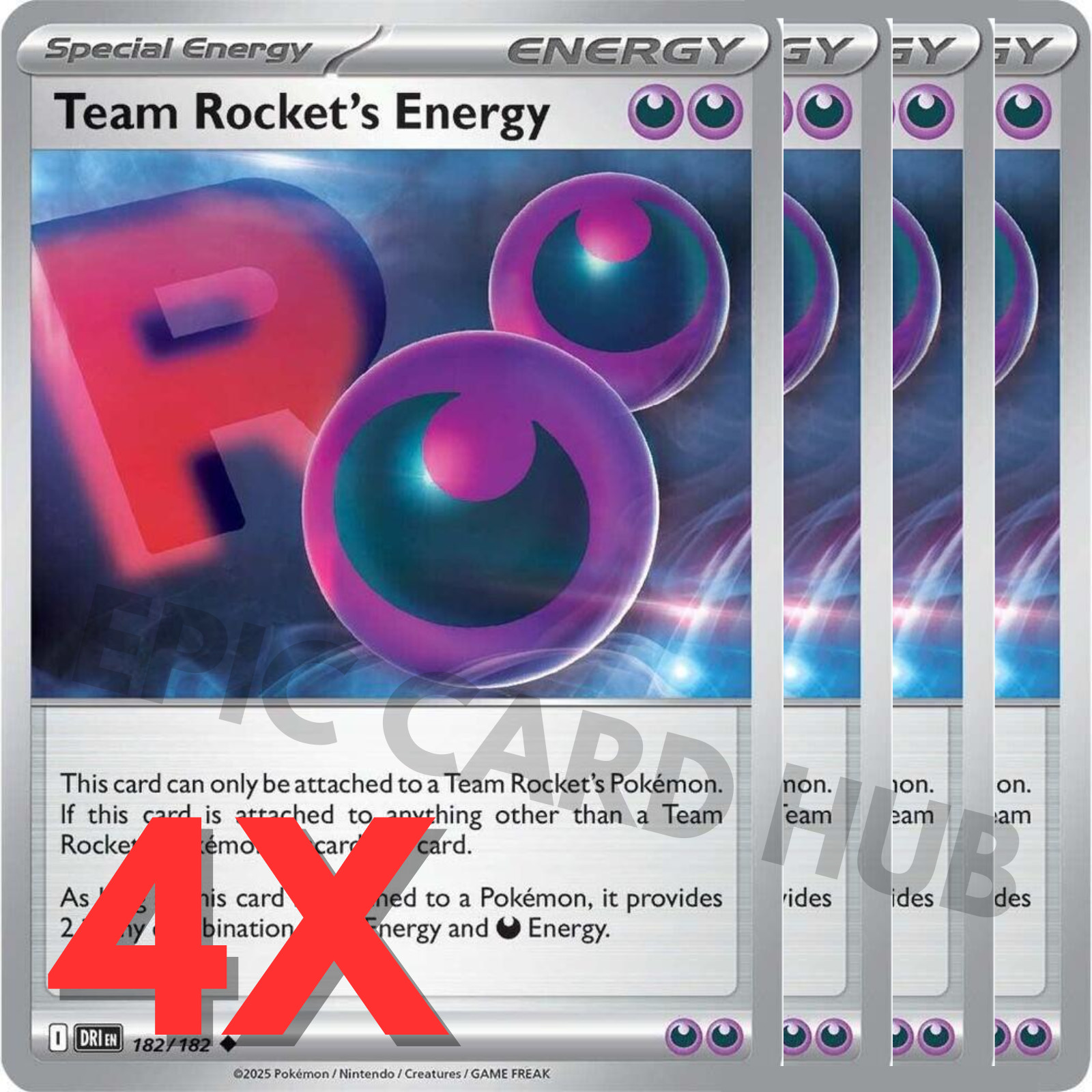 4x Team Rocket’s Energy x4 – SV10: DRI – Uncommon – Pokemon TCG Playset