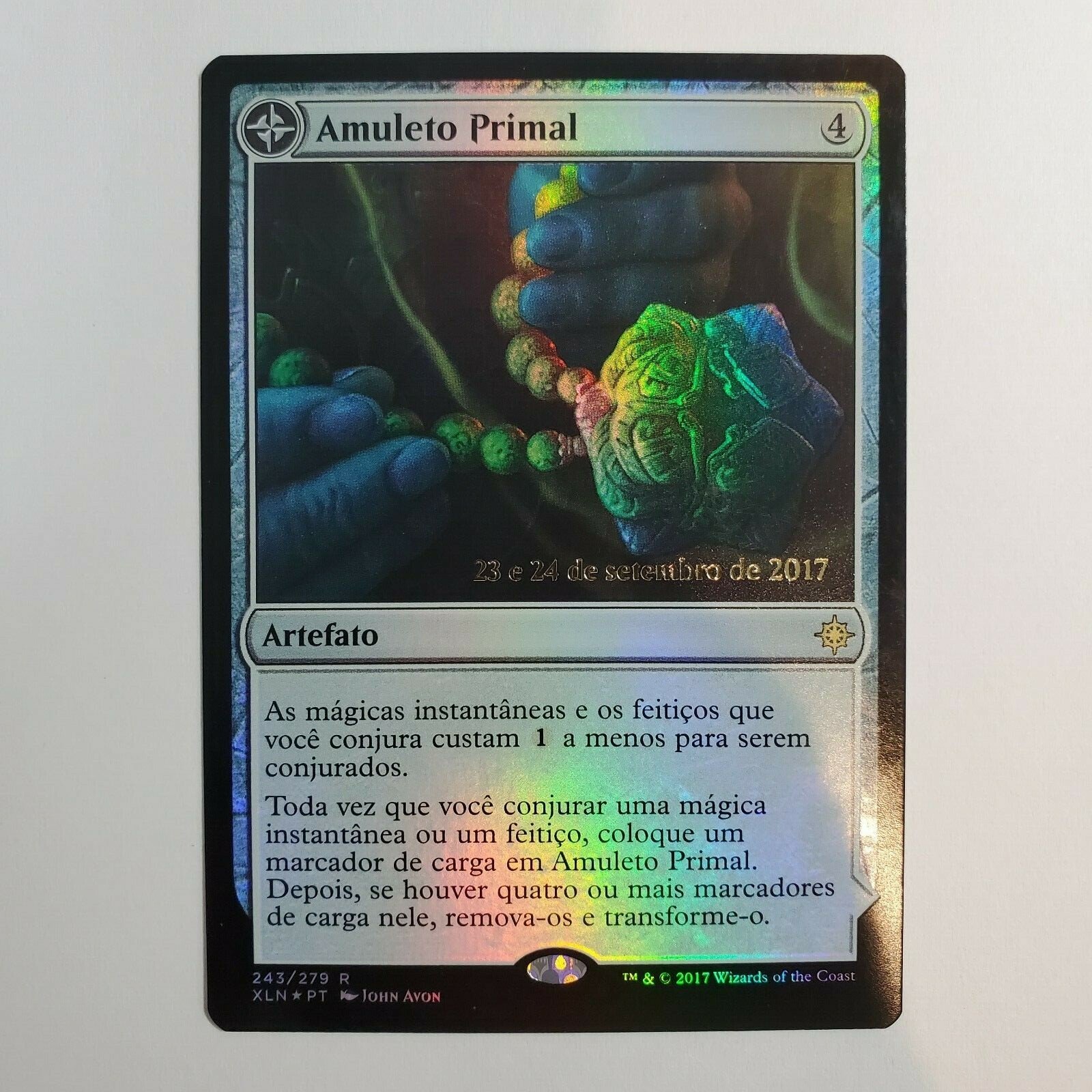 PORTUGUESE FOIL PRIMAL AMULET PRIMAL WELLSPRING IXALAN PRERELEASE PROMO LP MTG