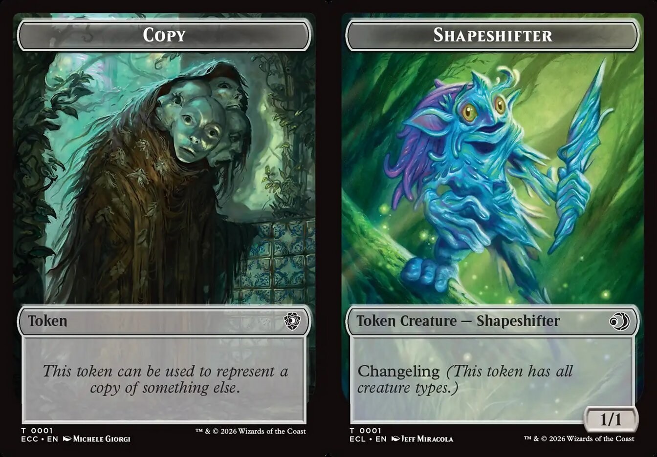 MTG Commander ECL TOKEN Copy #0001 Shapeshifter #0001 PLAYSET 4x x4