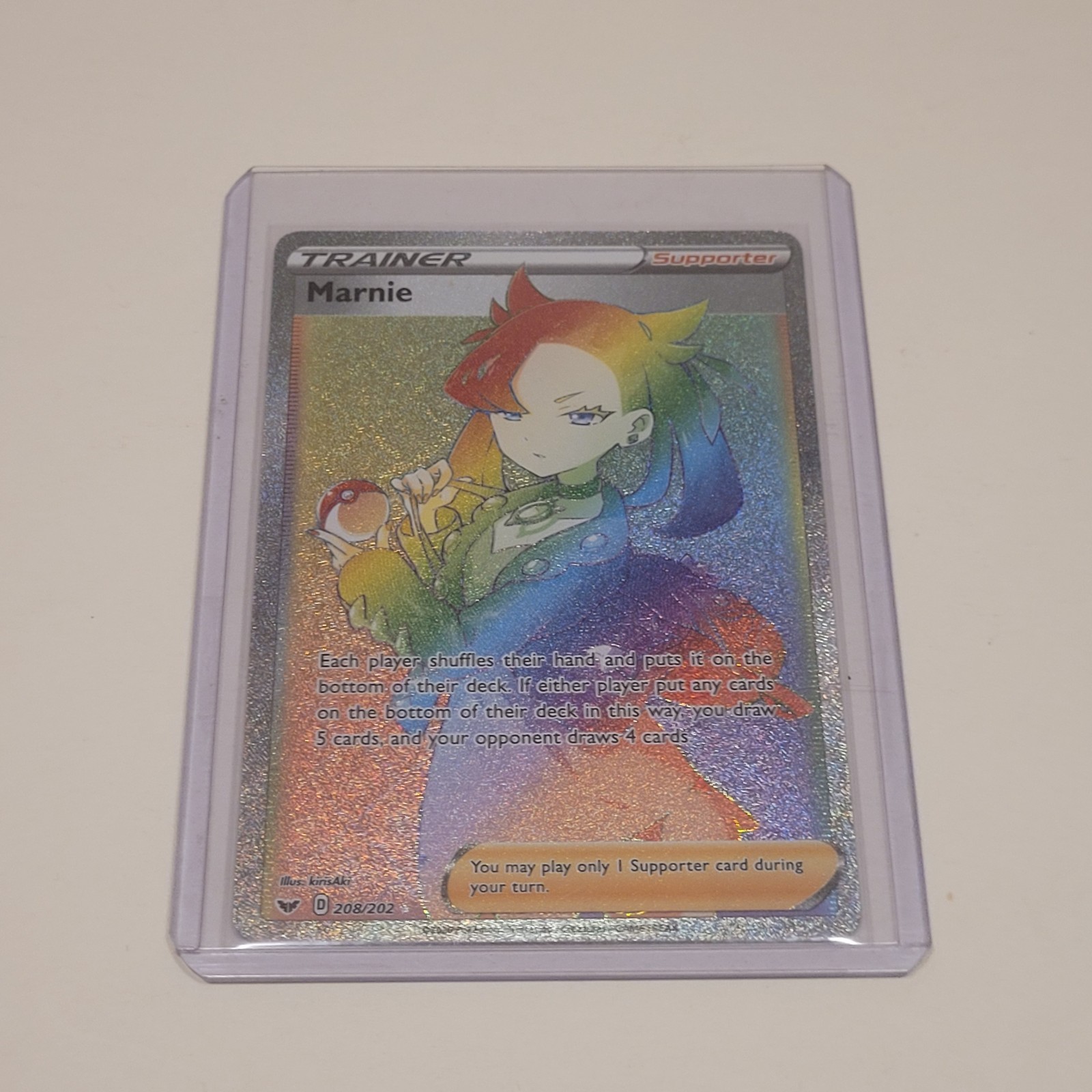 Pokémon TCG Marnie 208/202 Sword & Shield Secret Rare Rainbow Full Art Trainer
