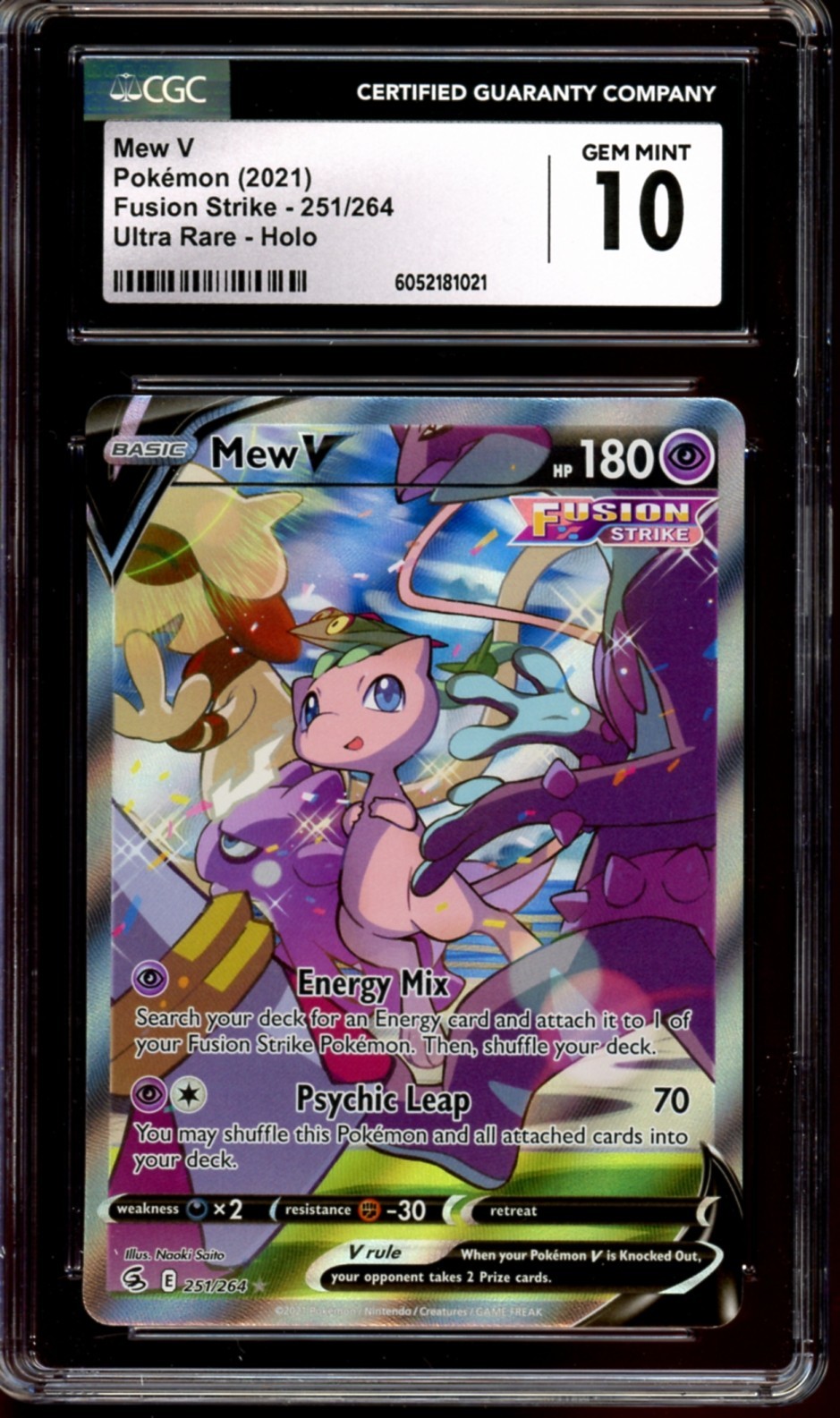 CGC 10 GEM MINT Mew V Alternate Art 251/264 Fusion Strike 2021 Pokemon Card