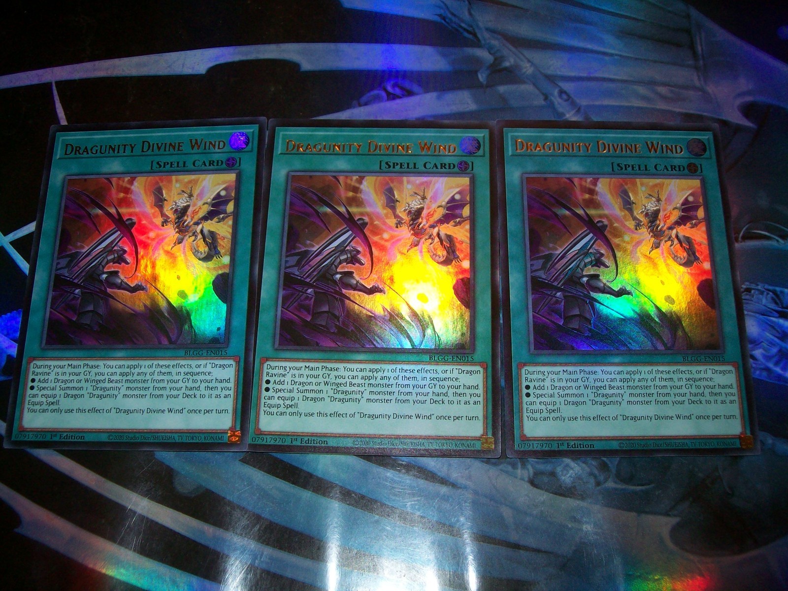 3x Dragunity Divine Wind 1st Edition Ultra Rare BLGG-EN015 Yu-Gi-Oh!