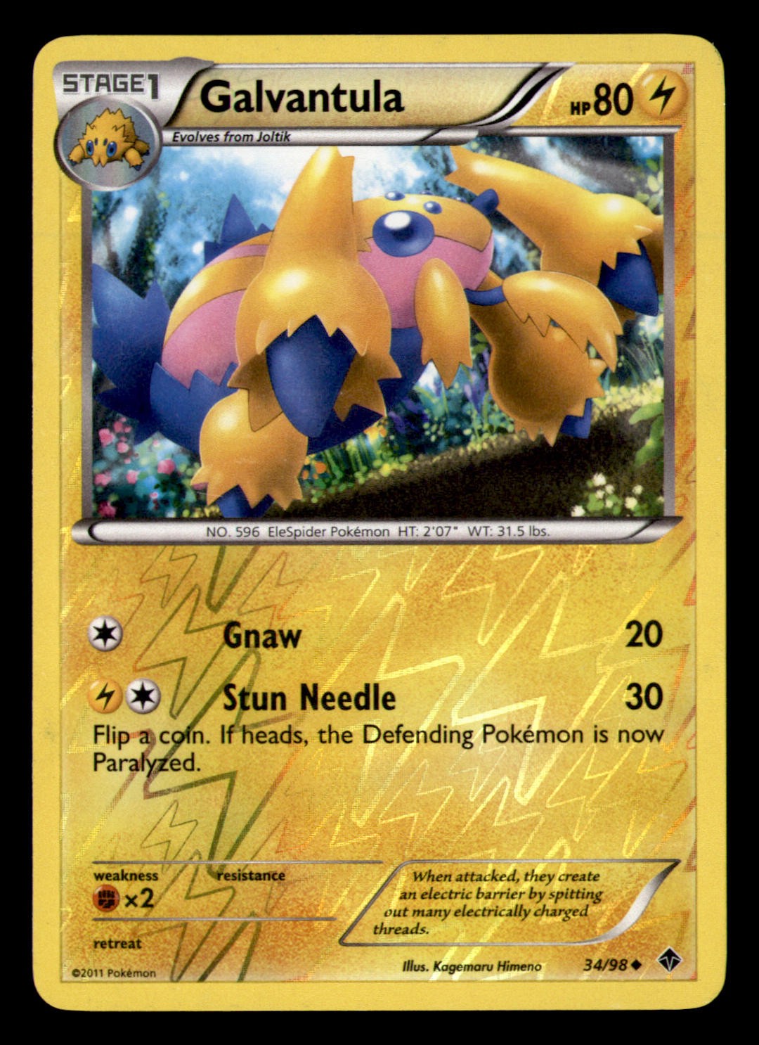Galvantula Emerging Powers Uncommon,Reverse Holo 34/98 (2)