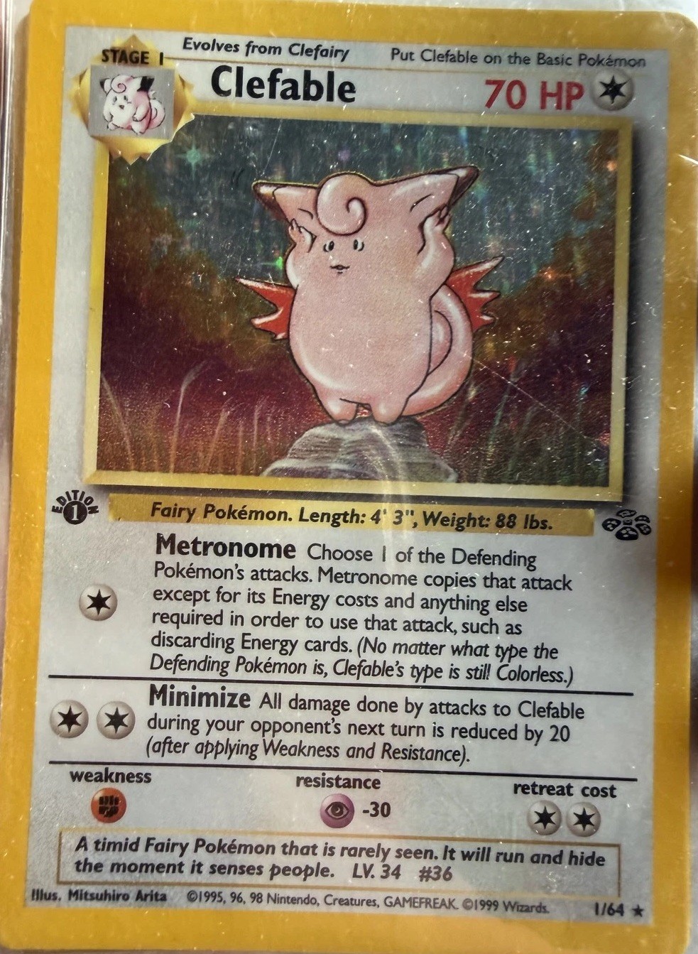 1st addition Clefable 01/64 Jungle Holo 🔥🔥 ULTRA rare Pokémon