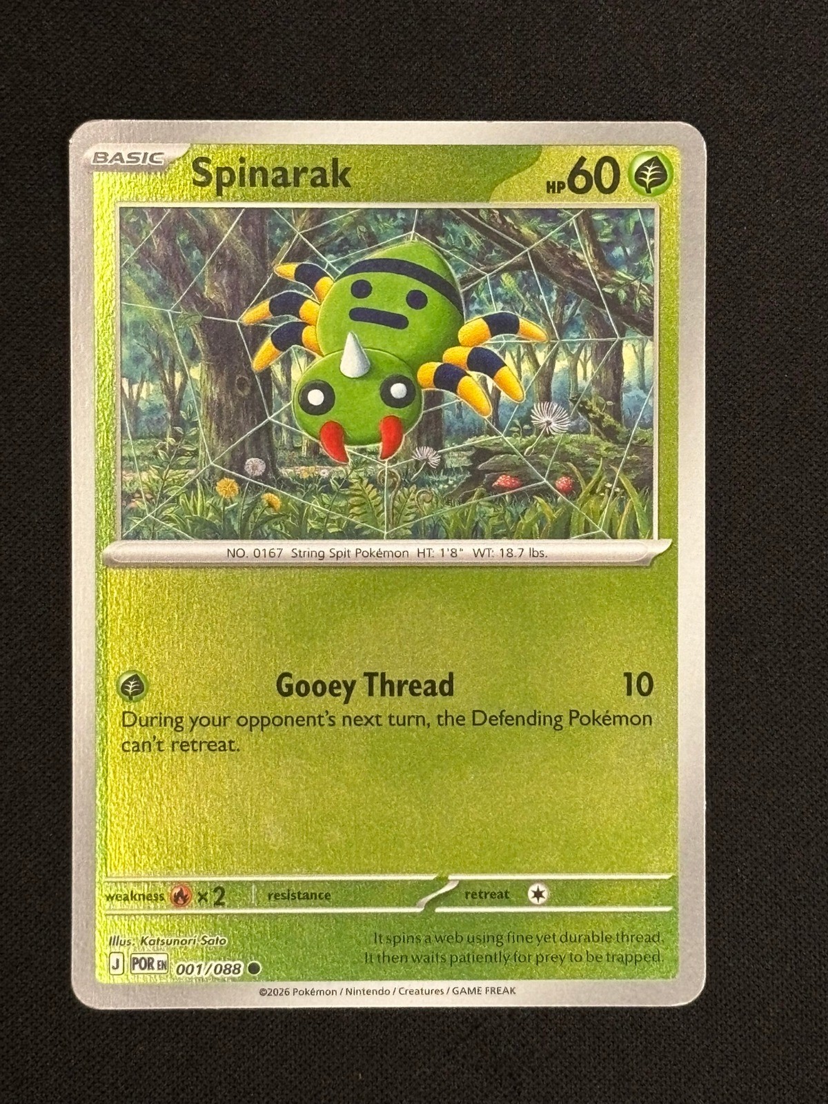 Spinarak Reverse Holo Common from ME03: Perfect Order 001/088 in NM condition