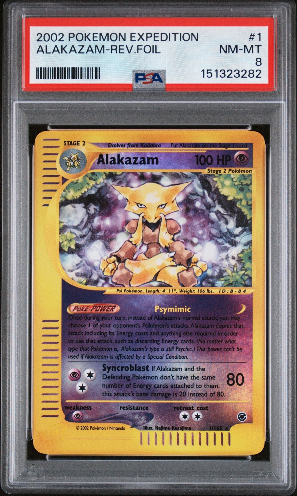Pokemon Expedition Reverse Holo Foil Alakazam 33/165 PSA 8