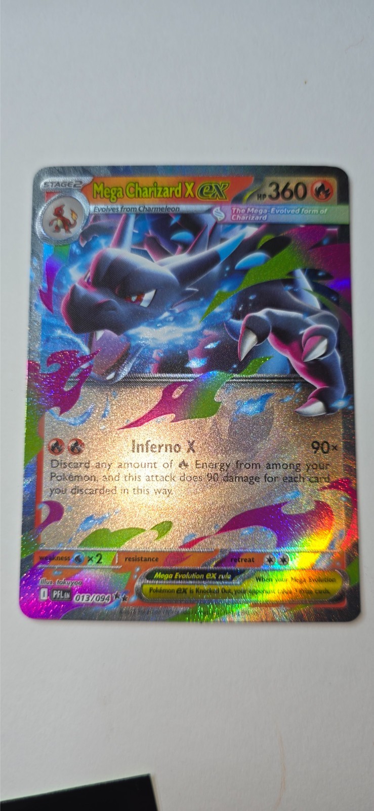 Pokemon TCG Mega Charizard X ex 013/094 Me02: Phantasmal Flames Holo NM