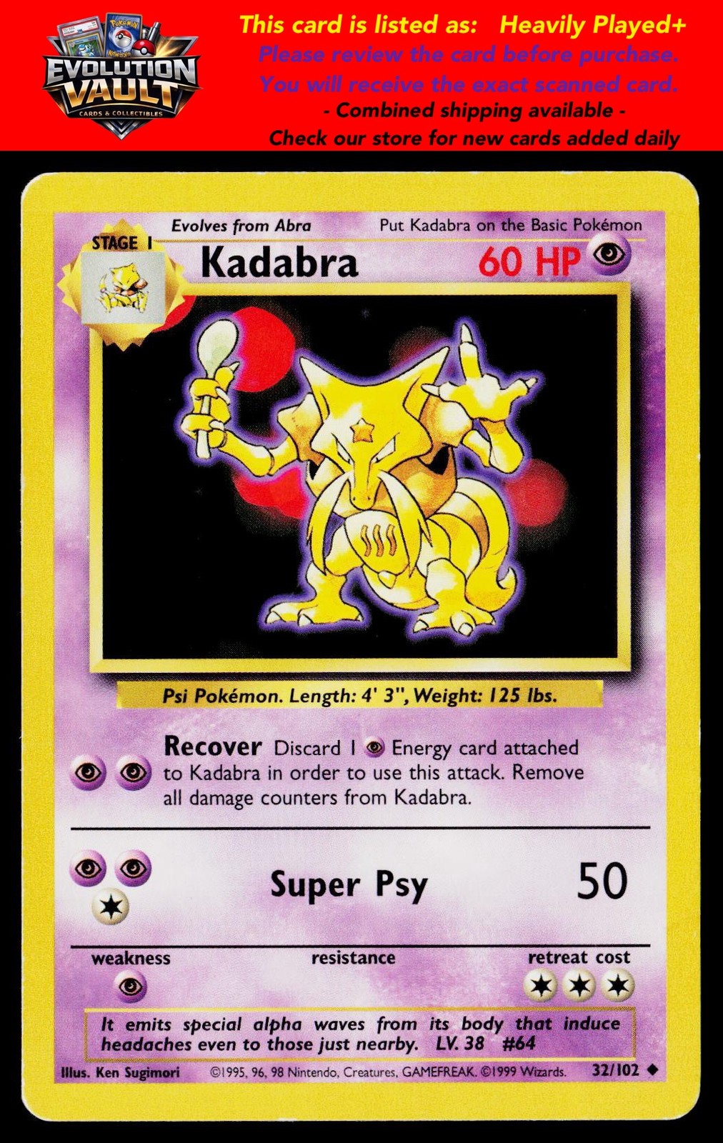 Base Set #032/102 Kadabra (HP)