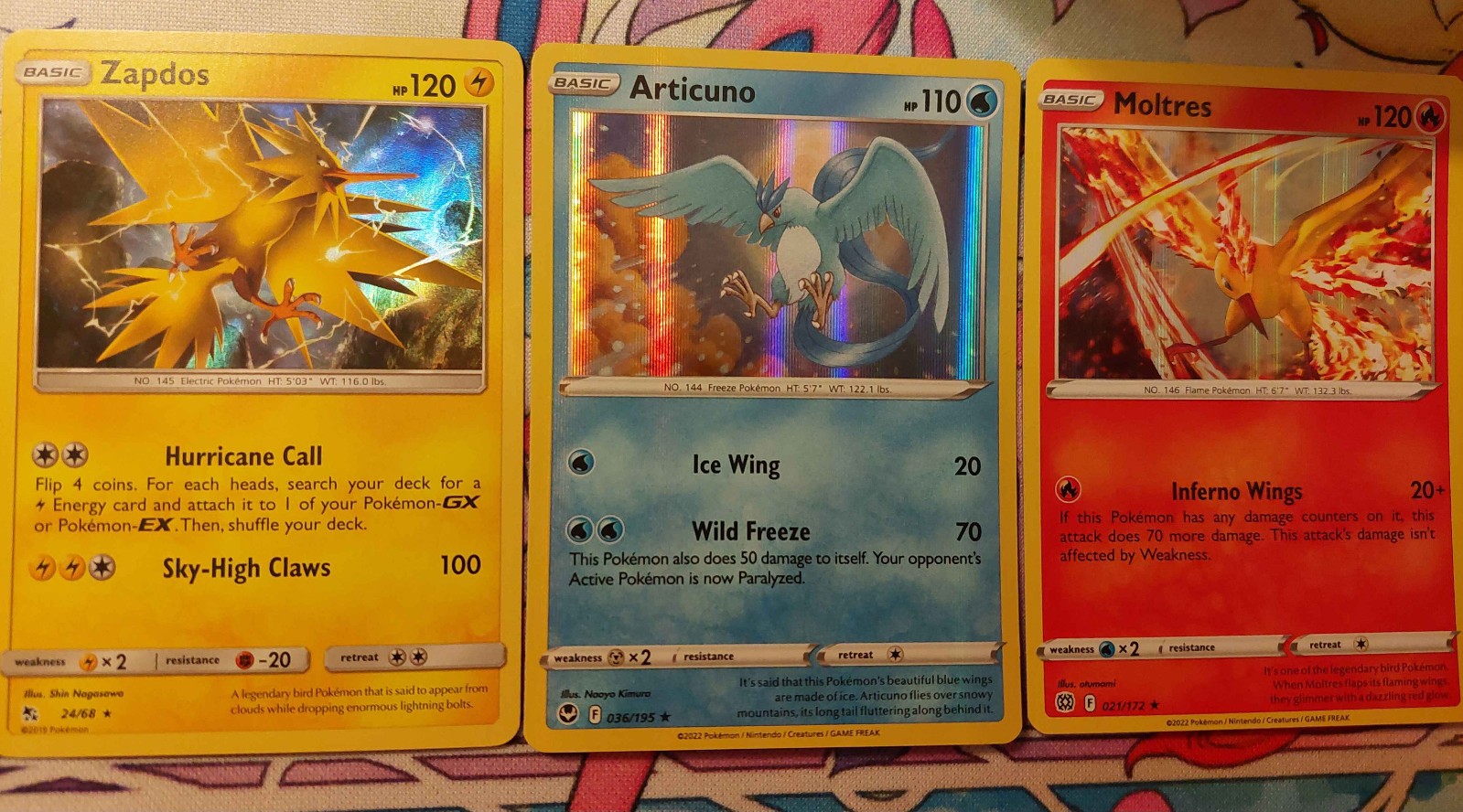 Zapdos Moltres Articuno LEGENDARY BIRDS HOLOS 3 Card Set NM!