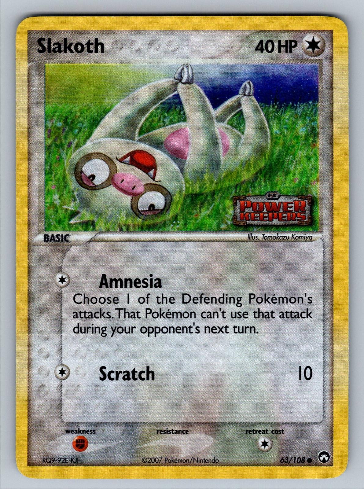 Slakoth 63/108 Common Power Keepers Pokemon Reverse Holo Lightly Played