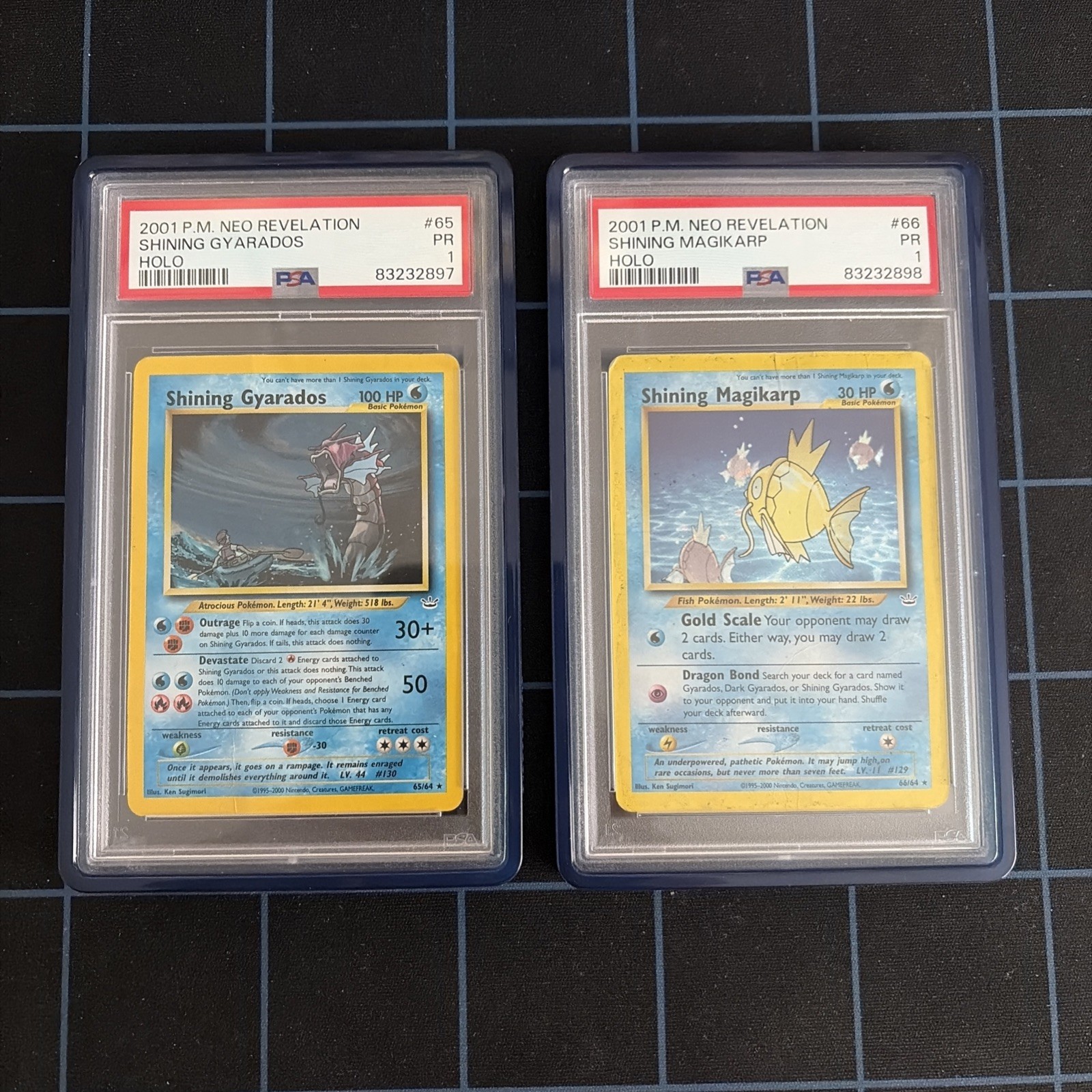 Pokémon Shining Gyarados And Shining Magikarp Sequential Certs PSA 1