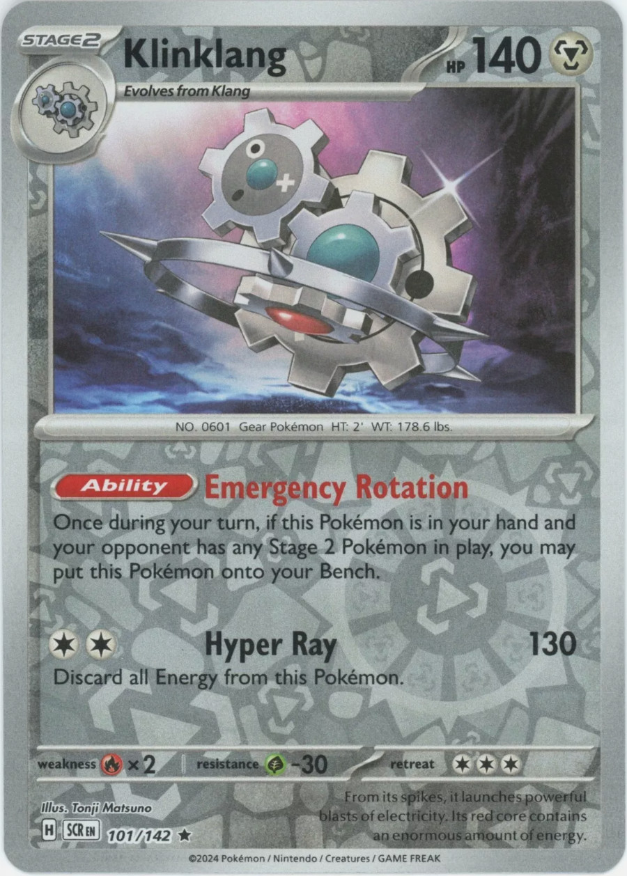 Pokemon – Klinklang 101/142 – Reverse Holo Rare – Stellar Crown – NM/M – NEW
