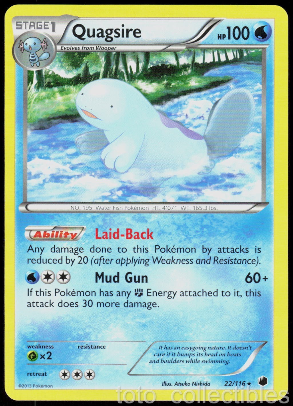 Quagsire 22/116 Rare Plasma Freeze Pokemon Near Mint