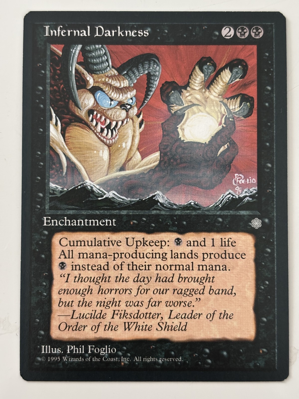 Infernal Darkness Ice Age Light Play MTG Magic the Gathering