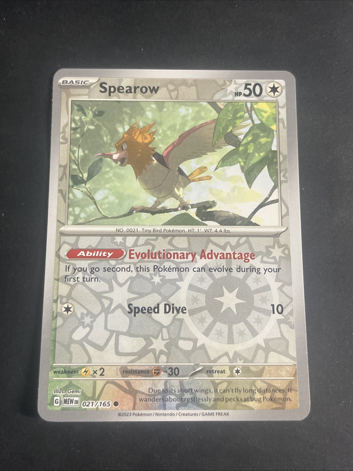 Spearow 021/165 Common 151 Pokemon Reverse Holo Near Mint