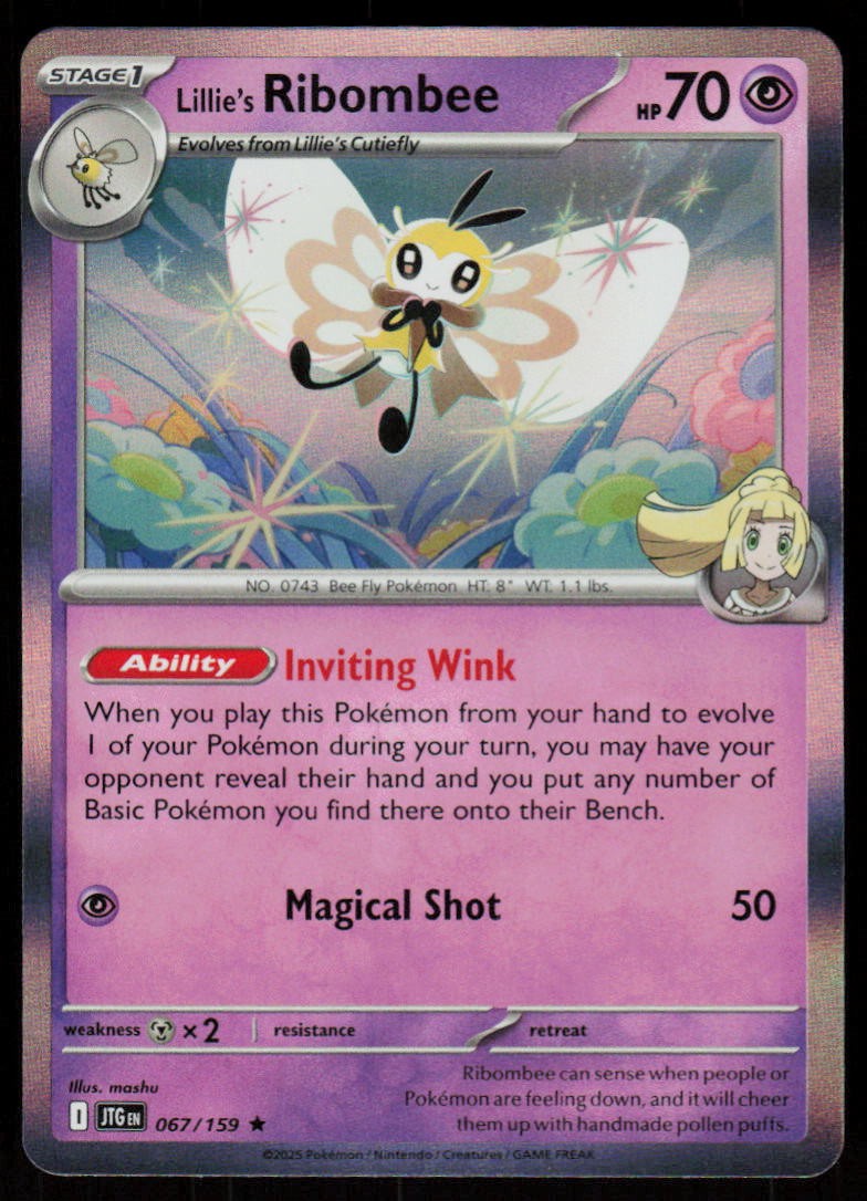 Lillie’s Ribombee 067/159 Rare Journey Together Pokemon Holo Near Mint