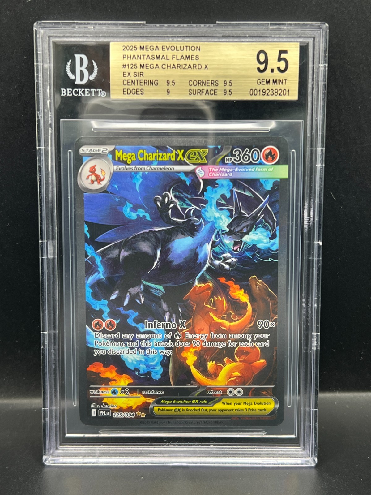 Pokemon BGS 9.5 GEM MINT Mega Charizard X ex 125/094 Phantasmal Flames Holo 8201