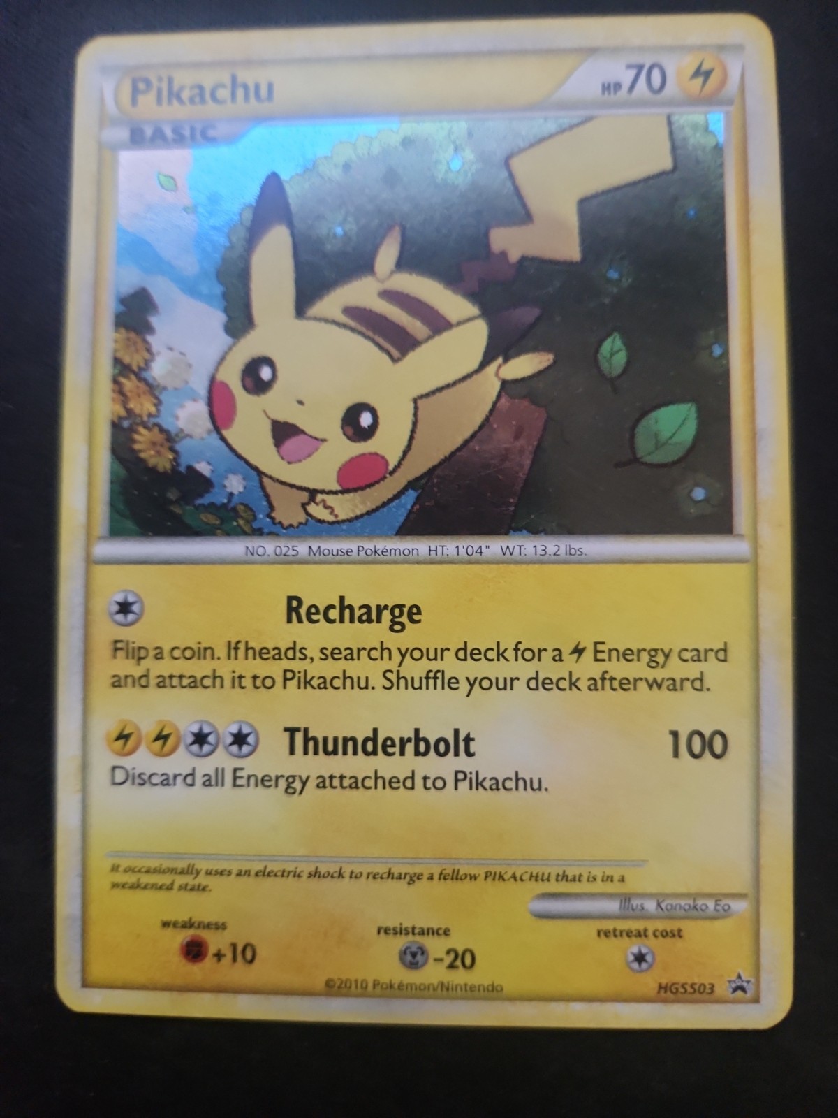 Pokémon Pikachu HGSS03 2010 Holo Promo Basic Card 70HP English