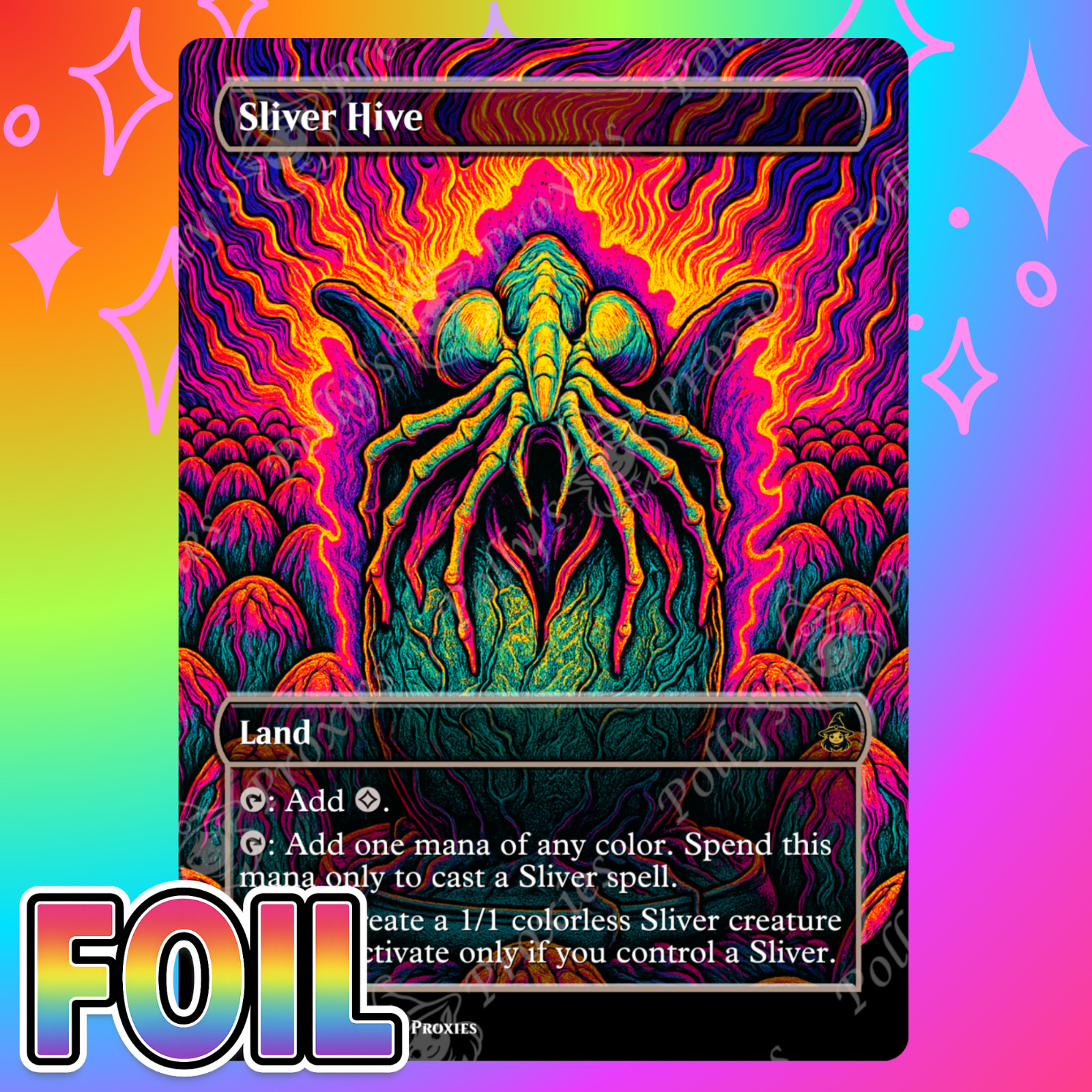 Sliver Hive FOIL Proxy Card with Custom Fantasy Metal Poster Art Design