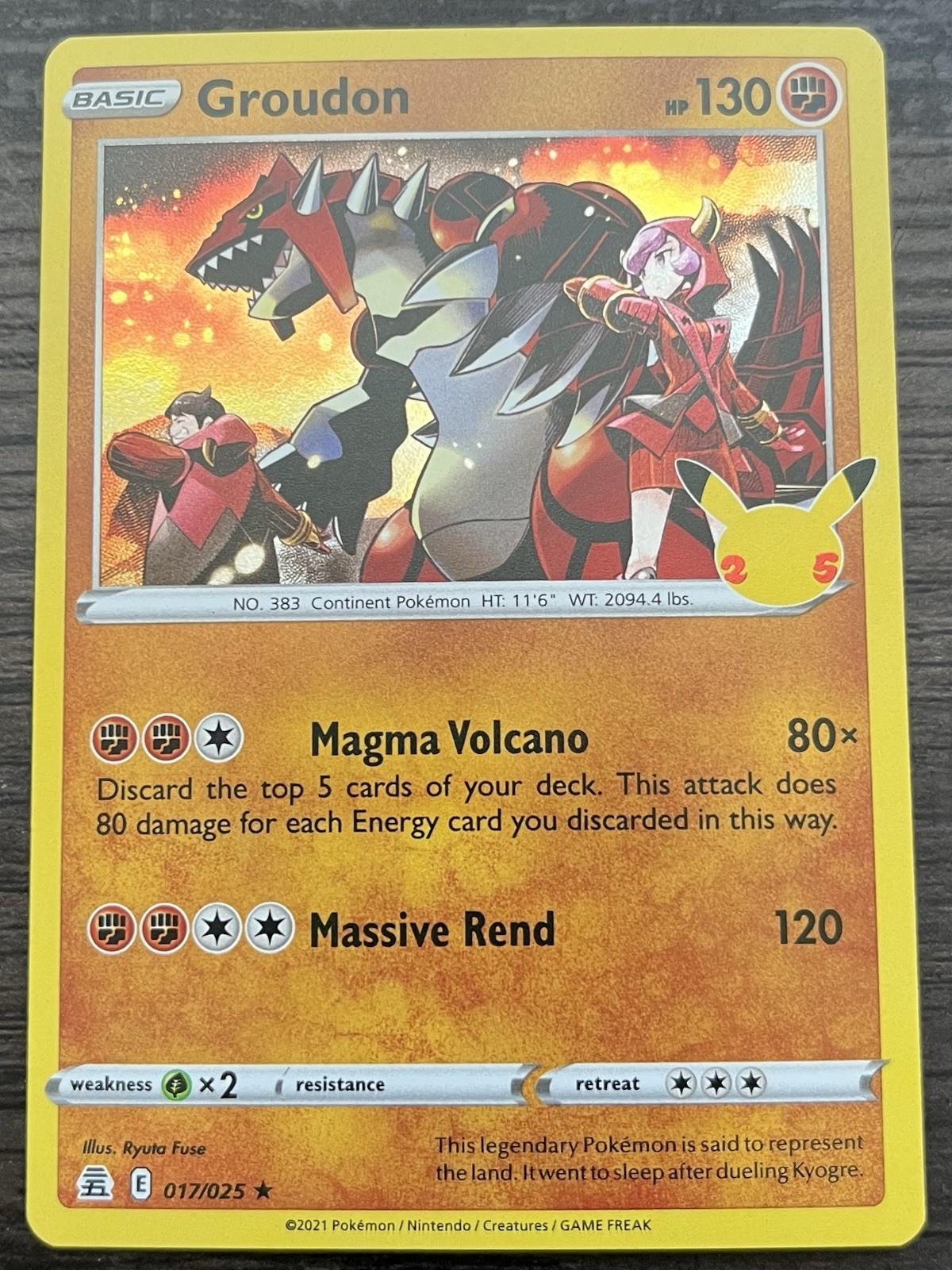 Groudon 017/025 Pokemon TCG Sword & Shield Celebrations Holo MINT NM