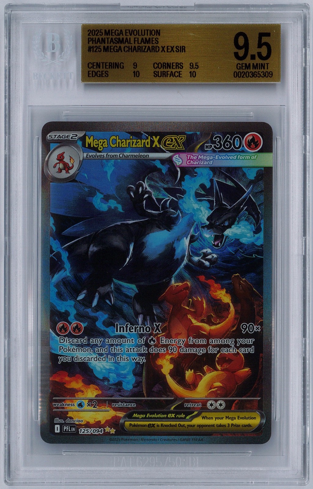 2025 Mega Charizard X EX #125 Secret Illustration Rare Beckett BGS 9.5 GEM MINT