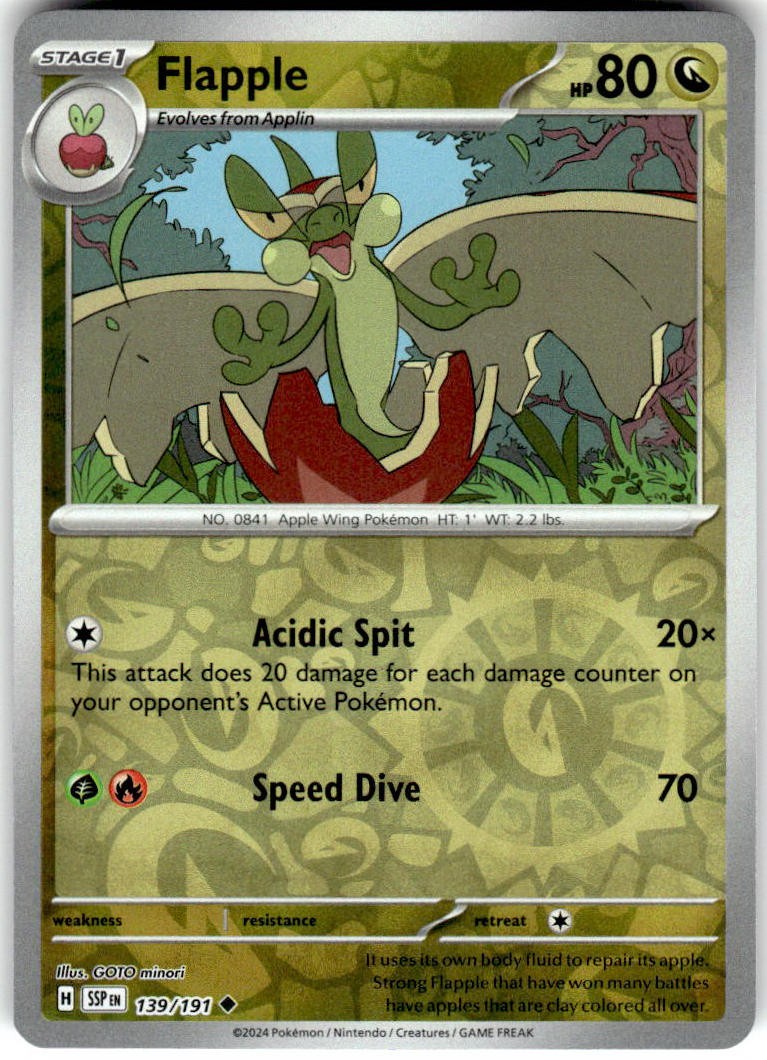 Flapple 139/191 Uncommon Surging Sparks Pokemon Reverse Holo NM/M