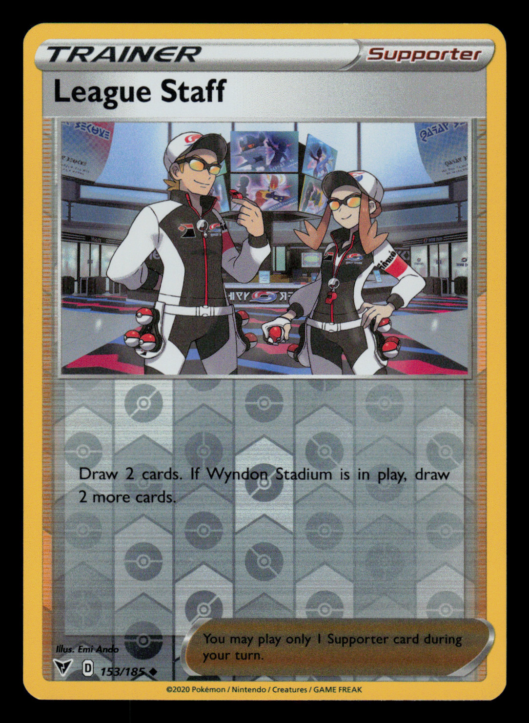 NM/EXC – Pokemon League Staff 153/185 Vivid Voltage Reverse Holo Uncommon