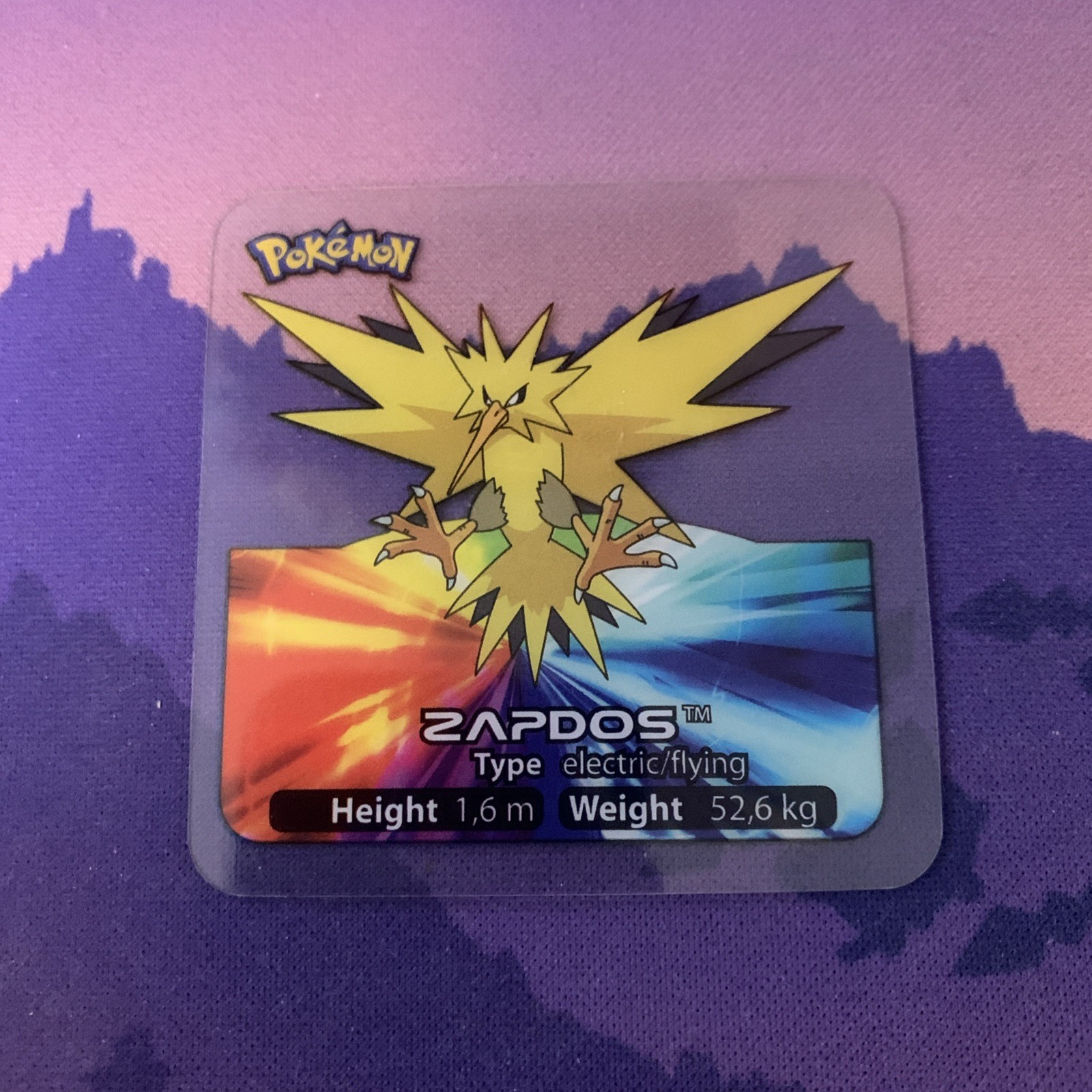 Pokemon Edibas Laminacards Zapdos 145 Clear Plastic 2006 English Pokemon Card